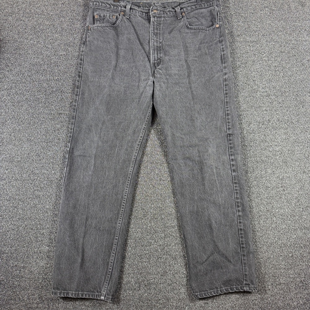 Vintage Levis 505 Mens 42x30 Faded Black Denim Jeans Made in USA 90s Regular Fit